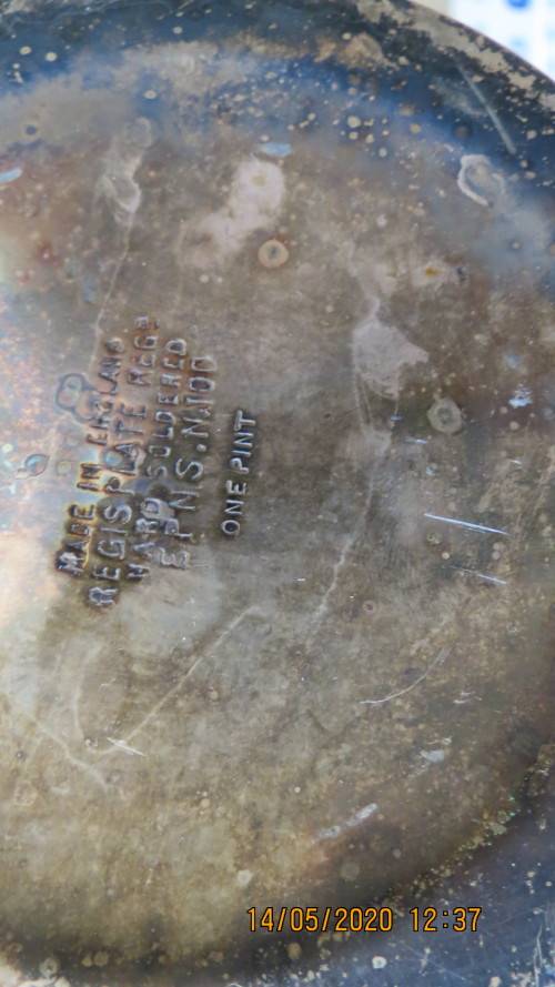 lovely silver plated beer mug, 1 pint on bottom, as per photo