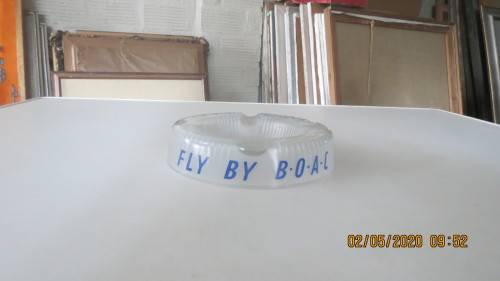 B.O.A.C. ashtray opec glass with fly by B.O.A.C, 16cm diameter, as per photo