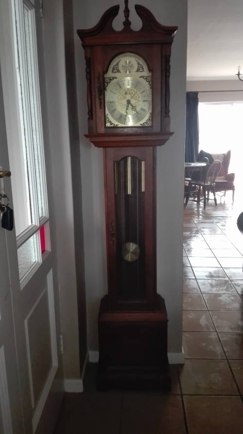Tempus Fugit grand father clock, in excellent condition, 190cm by 41cm, 26cm deep, as per photo