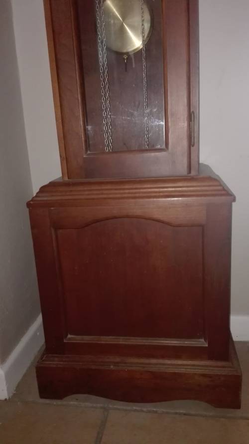 Tempus Fugit grand father clock, in excellent condition, 190cm by 41cm, 26cm deep, as per photo
