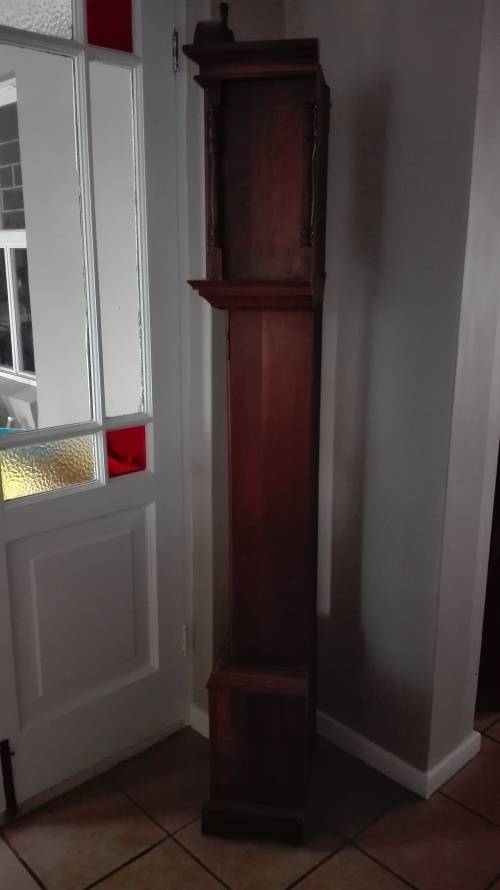 Tempus Fugit grand father clock, in excellent condition, 190cm by 41cm, 26cm deep, as per photo