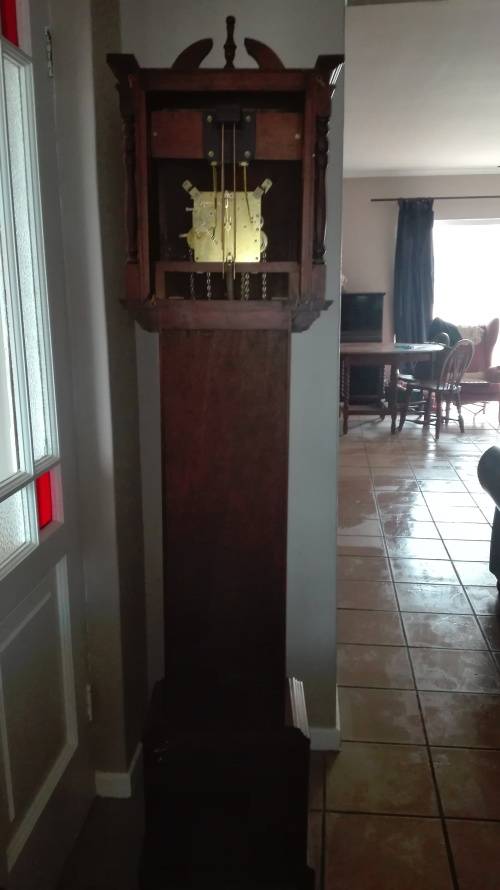 Tempus Fugit grand father clock, in excellent condition, 190cm by 41cm, 26cm deep, as per photo