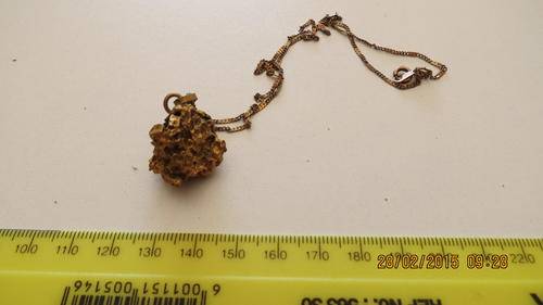 gold plated necklace with nugget, as per photo