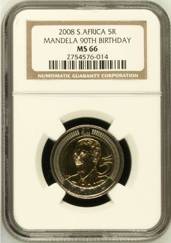 50 x Mandela 90th Birthday R5 NGC MS66 Complete Box of 50 Slabbed MS66 Bid Per Coin