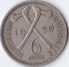 1950 - Southern Rhodesia Six Pence