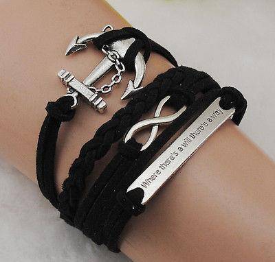 *Quick Shipping*Hot! "Where there's a will, there's a way" Infinity Bracelet