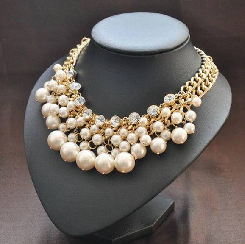 Gorgeous European Faux Akoya Pearl Bib Necklace!!!