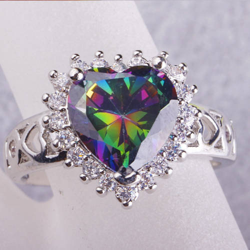 Stunning Mysterious Heart Cut Mystic Rainbow Topaz Ring!!!