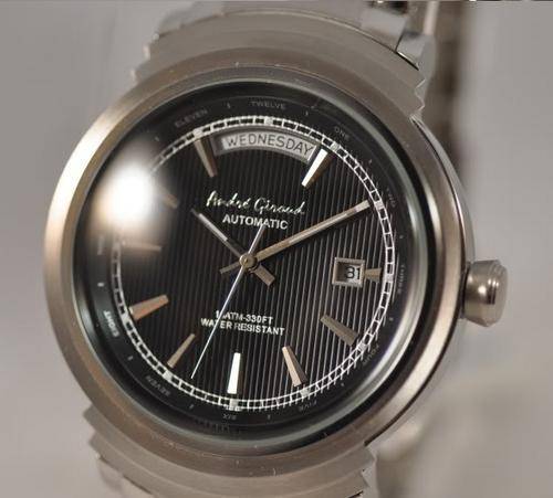 **Wow**MENS ANDRE GIROUD AUTOMATIC PRESIDENT DAY DATE BLACK DIAL WATCH