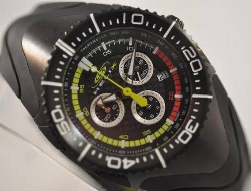 **Stunning**MENS/LADIES Midsize HELIX LINKS CARBON DAIL BLACK IP S/STEEL PRO DIVERS RUBBER  WATCH