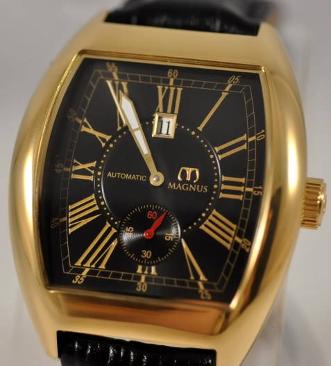 **One of a kind**NEW MENS ONE HAND MAGNUS MANCHESTER  BLACK LEATHER WATCH
