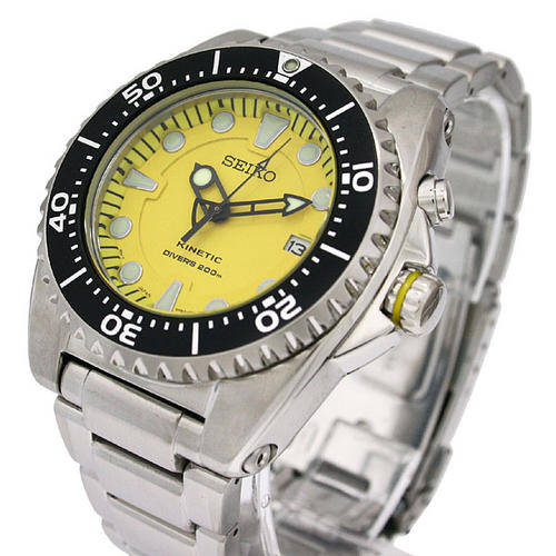 **Stunner**SEIKO KINETIC SCUBA DIVER YELLOW DIAL WATCH 200M SKA367P1