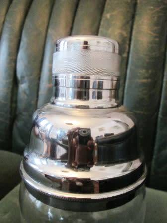 ART DECO 1930S STUART CRYSTAL AND CHROME COCKTAIL SHAKER