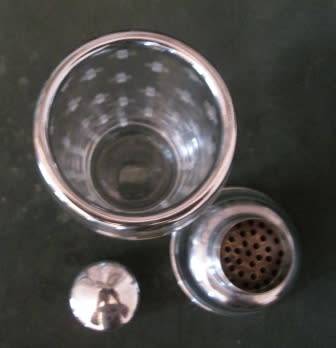 ART DECO 1930S STUART CRYSTAL AND CHROME COCKTAIL SHAKER
