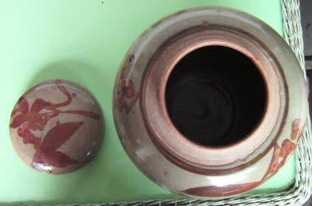 UNUSUAL LARGE LIDDED TIM MORRIS POTTERY JAR