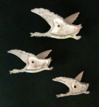 VINTAGE 1950/60S SET OF THREE FLYING DUCKS WALLSCONES/POSY VASES