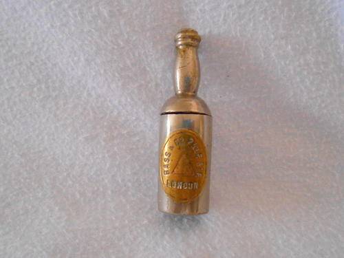 2 Items: Vesta Case 'Bass & Co' Pale Ale. London, Bottle, Tin/brass, & Brass Pencil Holder, c 1900's