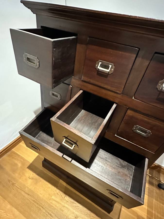 Tall chest of drawers & Bookcase in military  style