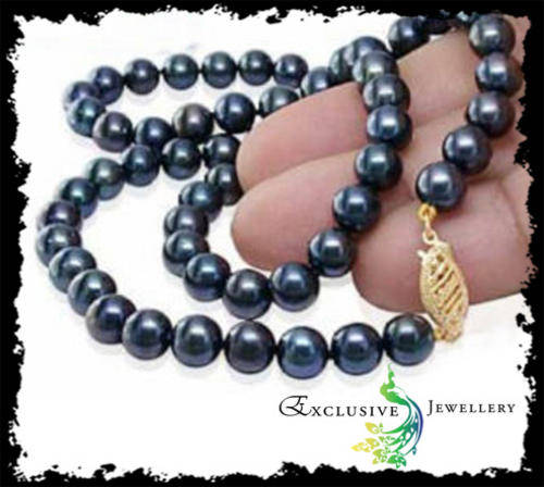 EXCLUSIVE JEWELLERY - 7-8mm Black Akoya Cultured Pearl Necklace