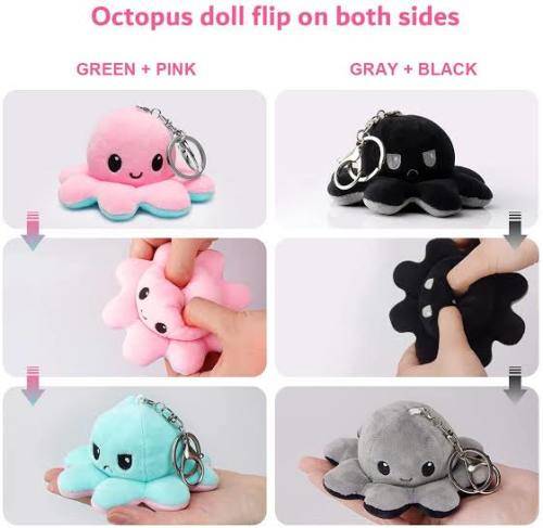 Valentine`s special! Reversible octopus keyring plushie
