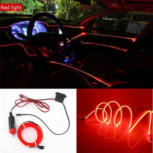 LED Car Interior Atmosphere Glow EL Wire Neon Strip Light (COLOR.: Red)