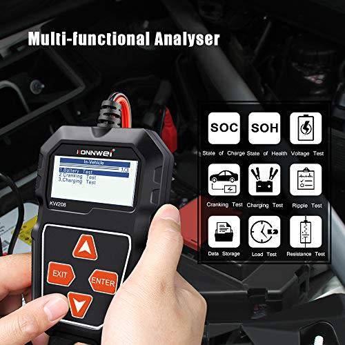 Konwei KW208 12V Car Battery Tester, 100-2000 CCA Load and Alternator Tester