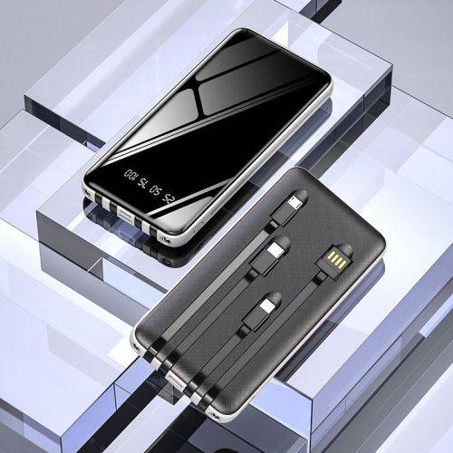 Ultimate Power Solution: 12 000mAh Power Bank with Built-in Cables
