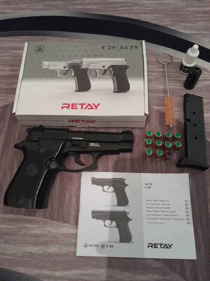 Combo Deal RETRAY 84 FS BLANK PEPPER PISTOL WITH BLANK BULLETS AND TEAR GAS