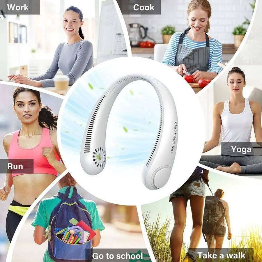 Portable Rechargeable Neck Fan - Pink