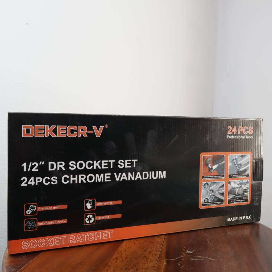 24 Pcs DekeCR-V 1/2" Dr Socket Ratchet Set - (8-32mm)