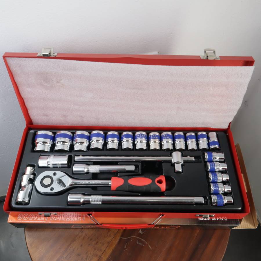 24 Pcs DekeCR-V 1/2" Dr Socket Ratchet Set - (8-32mm)