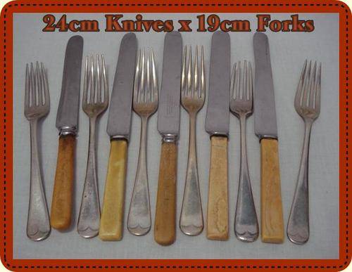 Beautiful Sheffield  Bone Handle Knives and Forks