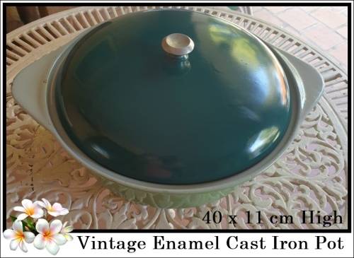 Vintage Enamel Cast Iron Pot (Very Heavy)