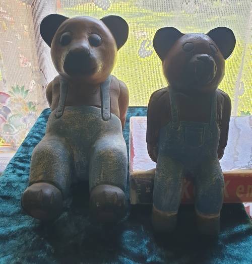 Two Solid Wood Teddy Bears (so cute)