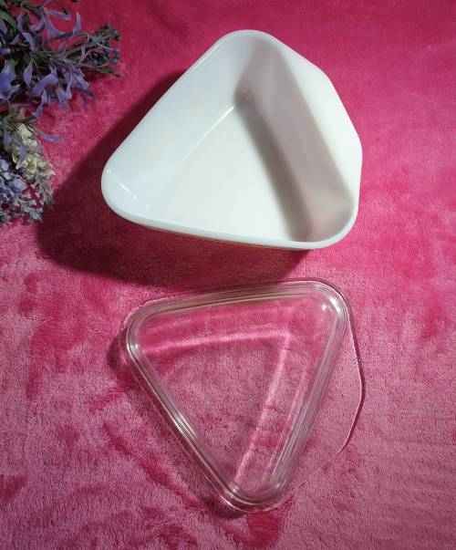 Vintage English Pyrex Sunflower Triangle Dish with Lid