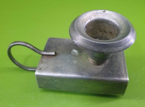 Vintage Finger loop candle holder match box Slot