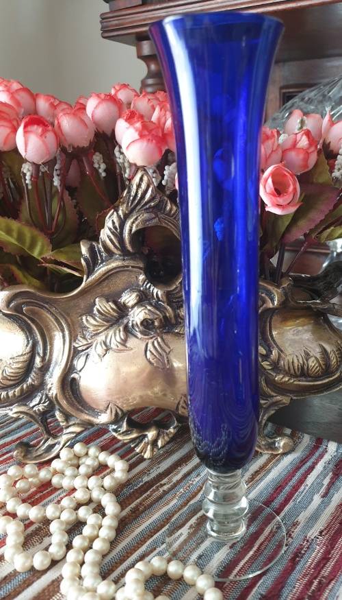 Cobalt Blue Art Glass vase - Mid Century