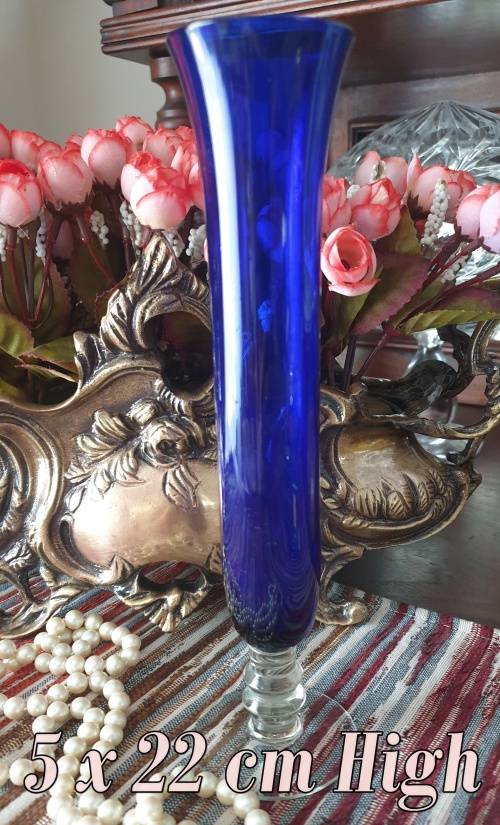 Cobalt Blue Art Glass vase - Mid Century
