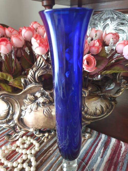 Cobalt Blue Art Glass vase - Mid Century