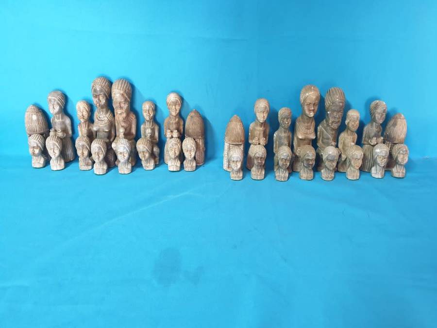 Soapstone hand carved african art theme chess set