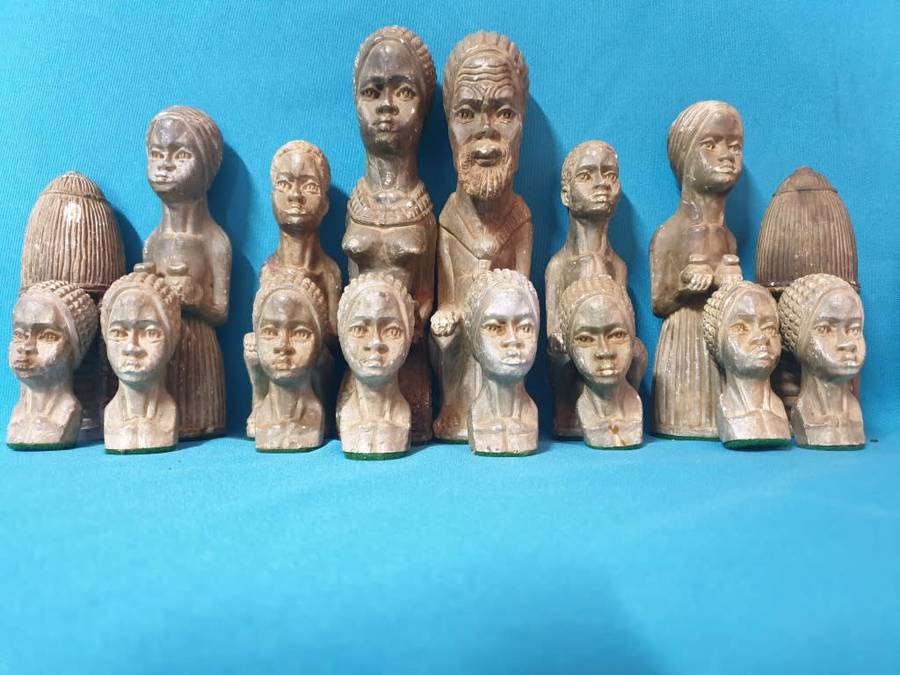 Soapstone hand carved african art theme chess set