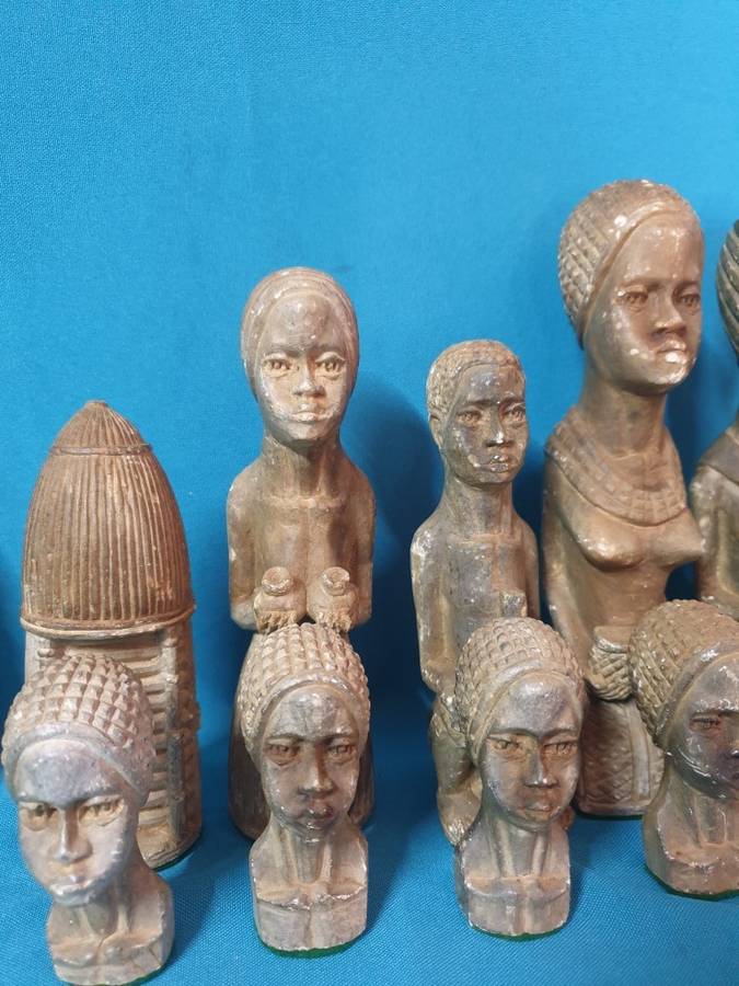 Soapstone hand carved african art theme chess set