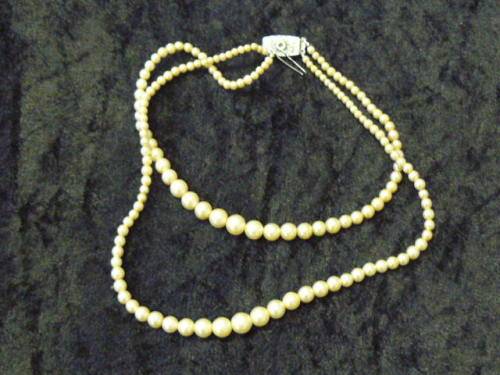 PEARL NECKLACE DOUBLE STRAND VINTAGE CLASP