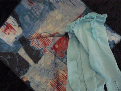 SILKY HANKIE AND NYLON VINTAGE GLOVES