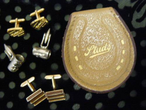 LEATHER BOX AND SOME CUFF LINKS