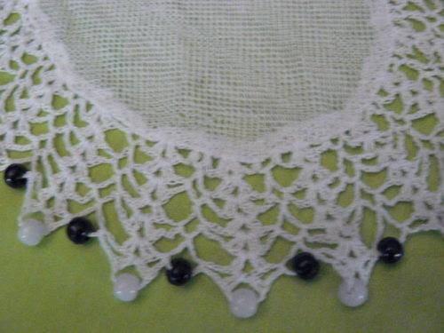 BLACK AND WHITE BEADED JUG COVER 21 CM