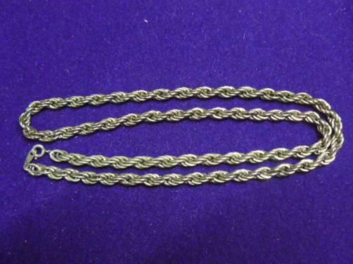 SILVER TONED CHAIN DOUBLE STRAND TWIST 60 CM LONG