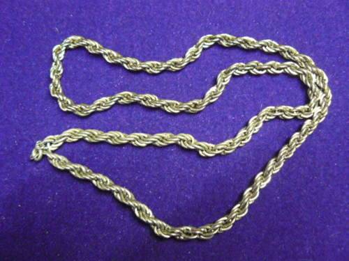SILVER TONED CHAIN DOUBLE STRAND TWIST 60 CM LONG