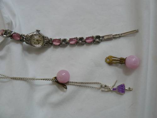 WATCH WITH PENDANT ON CHAIN AND CLIP ON EARRINGS LOT