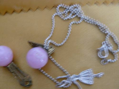 WATCH WITH PENDANT ON CHAIN AND CLIP ON EARRINGS LOT